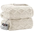 thumbnail image 1 of 50x60 Heated Throw Blanket with Thick Tufted Cable Pattern,10 Heat Levels&10Timer Settings,Electric Throw with Intelligent Temperature Control,Machine Washable,Fast Heating，White, 1 of 8