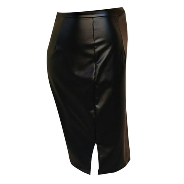 Black leather pencil skirt deals