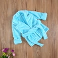 thumbnail image 2 of Baby Boy Girls Flannel Bathrobe Ultra Soft Solid Color Long Sleeve Lapel Design Robe with Belt and Pocket, 2 of 6