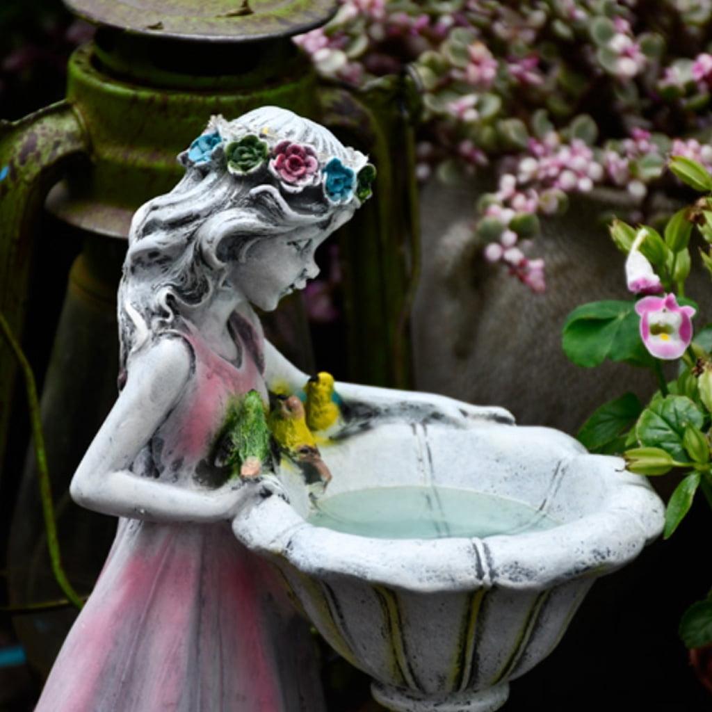 Garden Fairy Angel Statue Resin Craft Landscaping Figurine Sculpture with Solar LED Light Outdoor Decorations