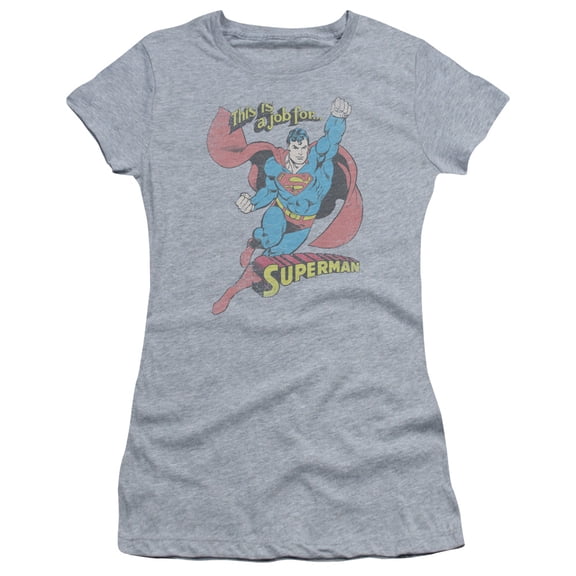 DC Comics On The Job S/S Junior Women's T-Shirt Sheer Athletic Heather