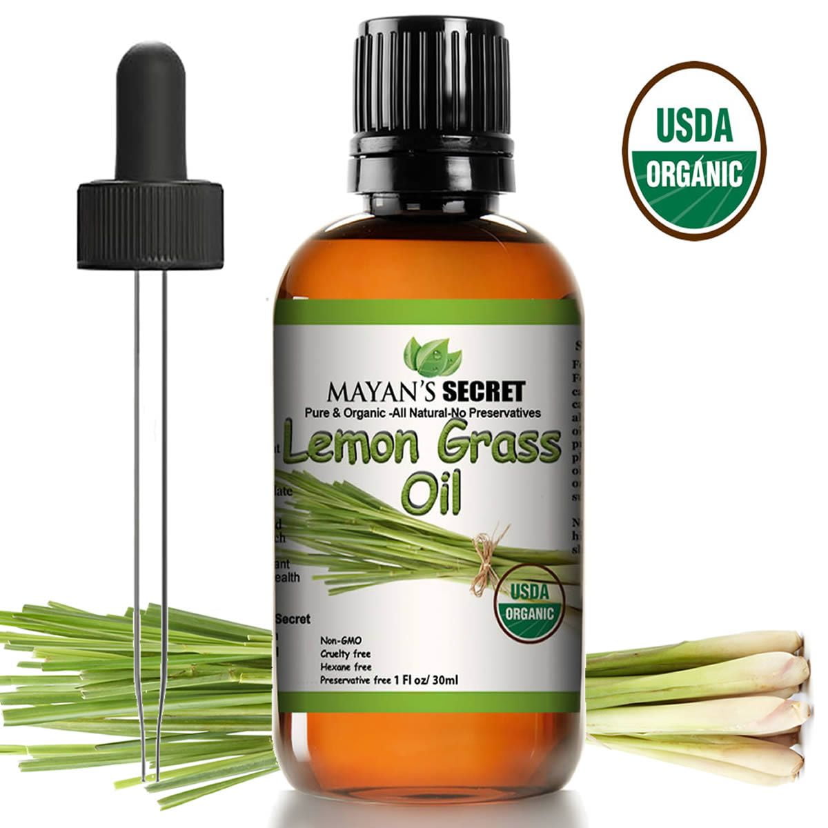 Mayan's Secret Organic Lemongrass Essential Oil Pure Natural Undiluted Therapeutic Grade USDA
