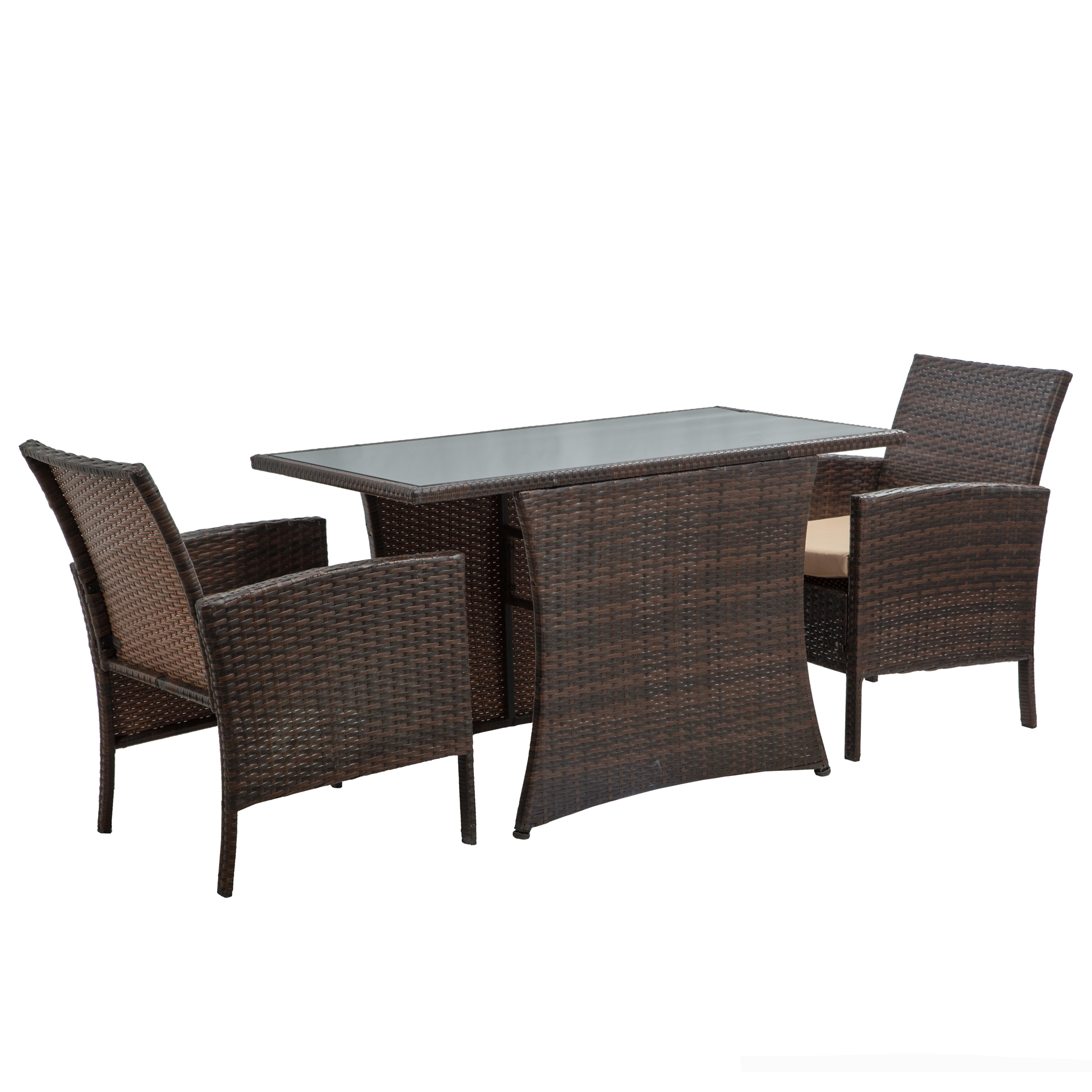 BELLEZE Miramar 3 Pieces Patio Furniture Dining Set All-Weather Wicker