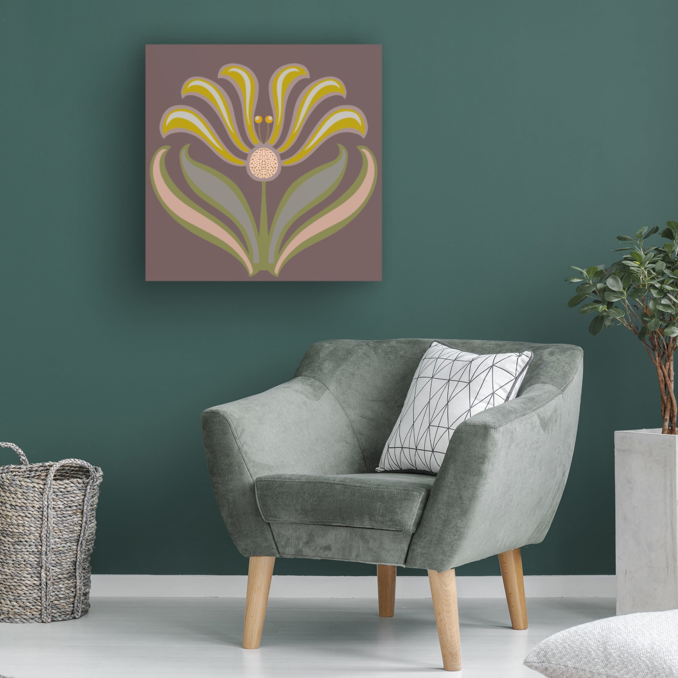Trademark Fine Art Regina Moore  Graphic Folk Flower IV Canvas Wall Art