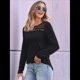 thumbnail image 5 of Blusas de Larga para Mujer, Blusas Elegantes e Informales, Camisetas de Encaje para Negocios, Moda de Otoño 2025. Negro XL, 5 of 7