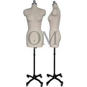 Female Sewing Dress Form Mannequin Fully Pinnable with Magnetic Removable Shoulders on Rolling Base Size 6