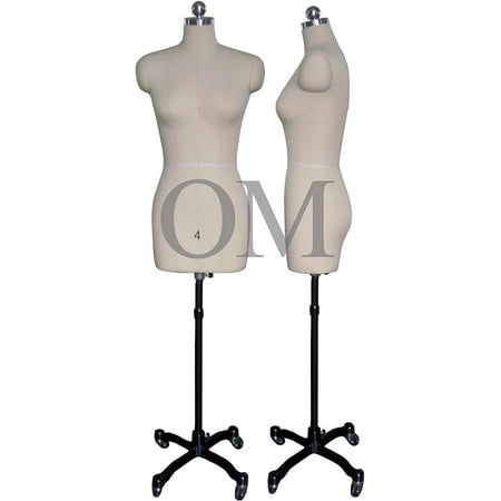 Female Sewing Dress Form Mannequin Fully Pinnable with Magnetic Removable Shoulders on Rolling Base Size 6