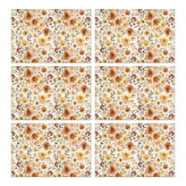 Pioneer Flower Floral Print Pattern Summer Placemats Table Placemats Set Of 6-Linen Kitchen Washable Placemats Table Mats 12x18 Inch Non-Slip Heat Resistant