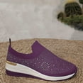 thumbnail image 5 of Viluyesy Womens Sneaker, Comfy Breathable Soft Sole Rhinestone Slip-On Shoes Purple US7, 5 of 7
