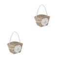 thumbnail image 1 of Cateissary Cesta de flores de arpillera rústica con mango de perla Cesta de niña duradera y de moda con mango de perla cesta de flores canasta de flores 2Conjunto, 1 of 6