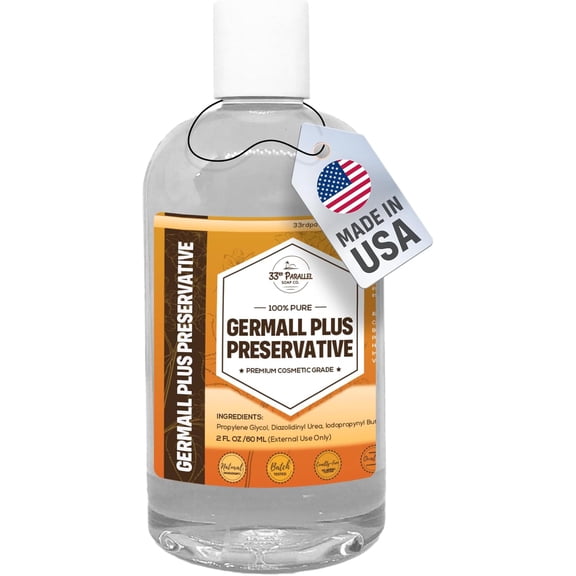GERMALL Plus Preservative Liquid (2 oz) Paraben-Free; Formaldehyde-Free; Water & Oil Soluble | Suitable for Soap Making, Lotions, Conditioners, Creams | Keeps Products Fresh & Safe | 2 Ounces
