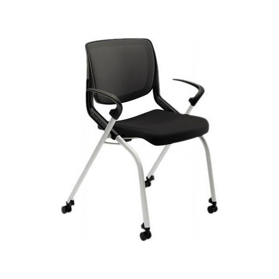 HON HMN2.F.A.IM.ON.CU10.PLAT Motivate 300 lbs. Capacity Flex-Back Nesting/Staking Chair - Onyx/Black/Platinum