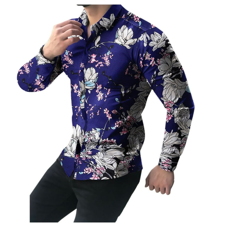 Flower pattern shirt mens cheap
