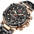 thumbnail image 5 of Reloj casual para hombre, reloj de cuarzo resistente al agua, reloj luminoso con tira de acero para hombre, 5 of 5
