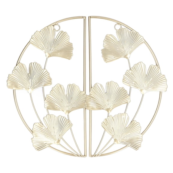 Yajisi 2-Piece Golden Ginkgo Leaf Wall Decor, Nordic Metal Sculpture for Home & Office - 12.6x9.8x0.8 Inches