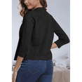 thumbnail image 5 of Women's Cropped Cardigan 3/4 Sleeve Spring Fall Sweater Solid Color Black XL, 5 of 7