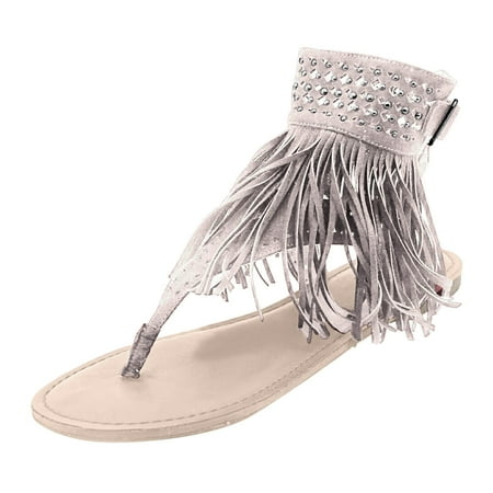 

Sandals Women Tassel Flop Flip Diamond Open Toe Shoes