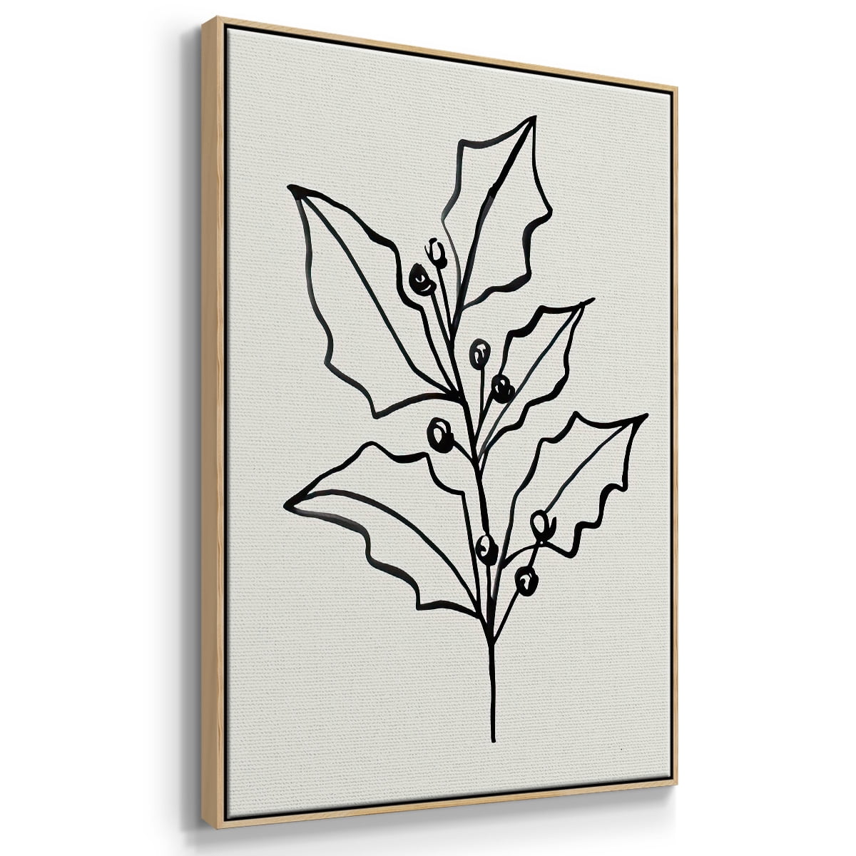 Evergreen Ink I - Framed Gallery Wrapped Holiday Canvas - 27 x 41 - Natural Wood Frame