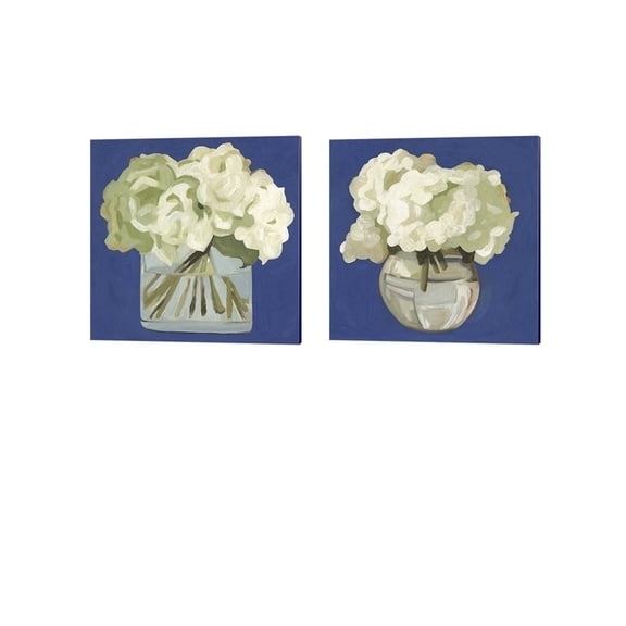 White Hydrangeas by Emma Scarvey Canvas Art Set of 2 14 inch X 14 inch Each