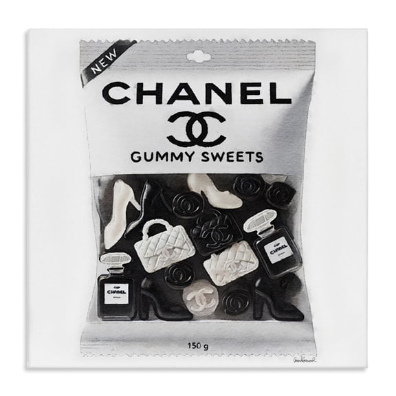 Stupell Industries White & Black Fashion Candy Fashion Painting Wrapped Canvas Art Print Wall Art, 17 x 17