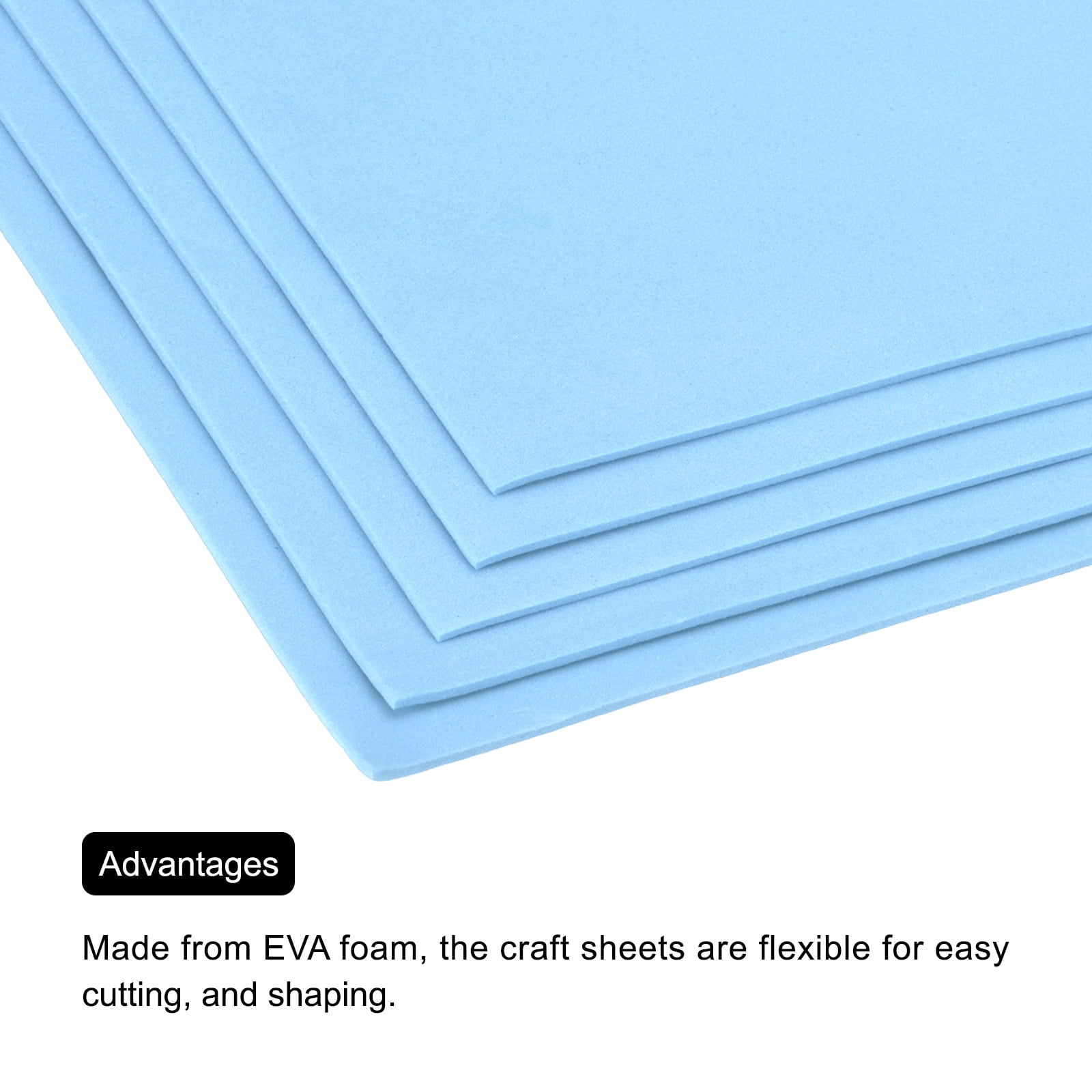 Uxcell EVA Foam Sheets Light Blue 19.7 Inch x 19.7 Inch 2mm Thick Crafts Foam Sheets for Costumes, Arts and Crafts Projects Pack of 5