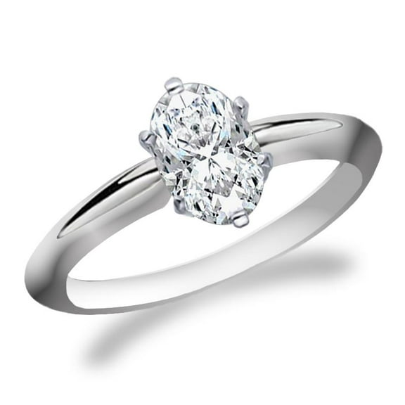 2 Carat IGI Certified Oval Cut Lab Grown Diamond 14K White Gold Solitaire Engagement Ring Size 3 (G-H Color, VS2 Clarity)