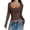 Dark Brown, variant on Womens Long Sleeve Shirts Crop Tops Square Neck Going Out Basics Tees Y2K Winter Clothes 2025 Coffee Color L