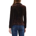thumbnail image 3 of INSPIRE CHIC Women's Velvet Blazer Solid Color Shawl Collar One Button Wear-to-Work Suit Jacket L Deep Brown, 3 of 7