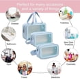 thumbnail image 5 of Lazer Makeup Travel Pouch, Cosmetic Bag, Travel kit Pouch for Toiletries, Brushes and Cosmetics - Set of 3 - Washbag Pouch - Blue, 5 of 9