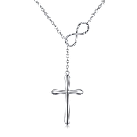 925 Sterling Silver Cross Infinity Necklace for Women