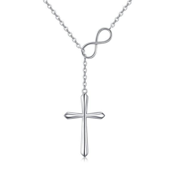 925 Sterling Silver Cross Infinity Necklace for Women