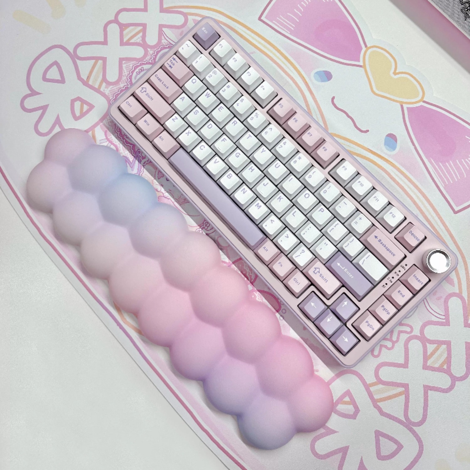 MiFuny Puff Clouds Wrist Rest for Mechanical Keyboard, Pillow Soft Palm Support for 61-96% Mechanical Keyboards Ergonomic Palm Support , Waterproof & Easy To Clean