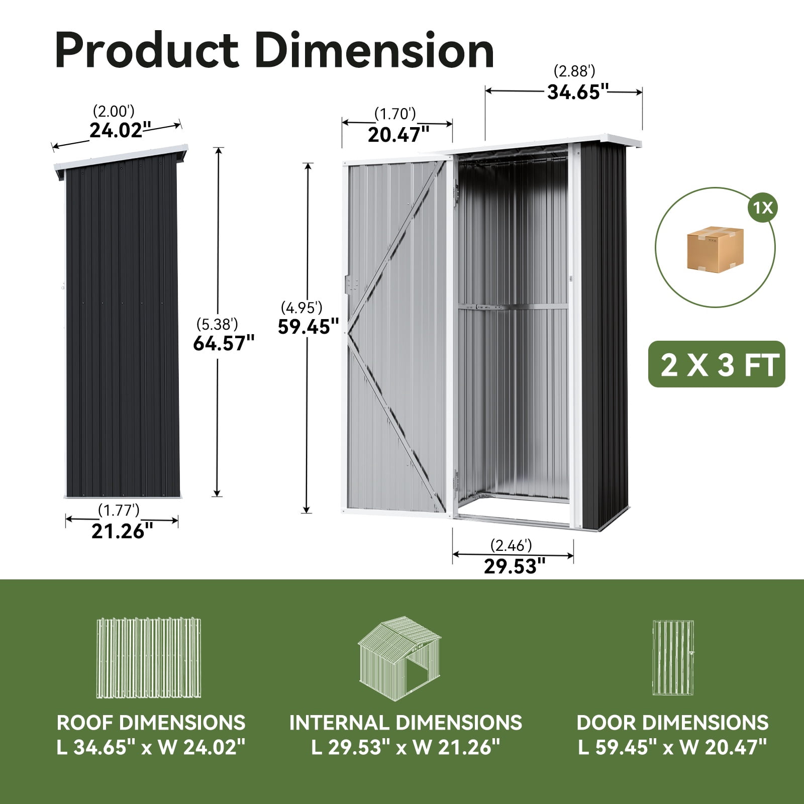 Sunmthink 3'x3' Small Metal Storage Shed, Storage with Lockable Doors, Garden Shed Tool Shed, Black