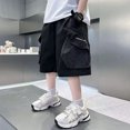 thumbnail image 2 of CONROSES Kids Boys Casual Shorts Wide Leg Baggy Shorts for Child Solid Elastic Waist Cozy Summer Jogger Shorts with Pockets, 2 of 4