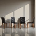 thumbnail image 2 of Tcbosik PU Leather Dining Chairs Set of 4, Upholstered Kitchen Armless Kitchen Chair with Button Tufted Back and Metal Legs for Living Room, Black & Walnut, 2 of 10