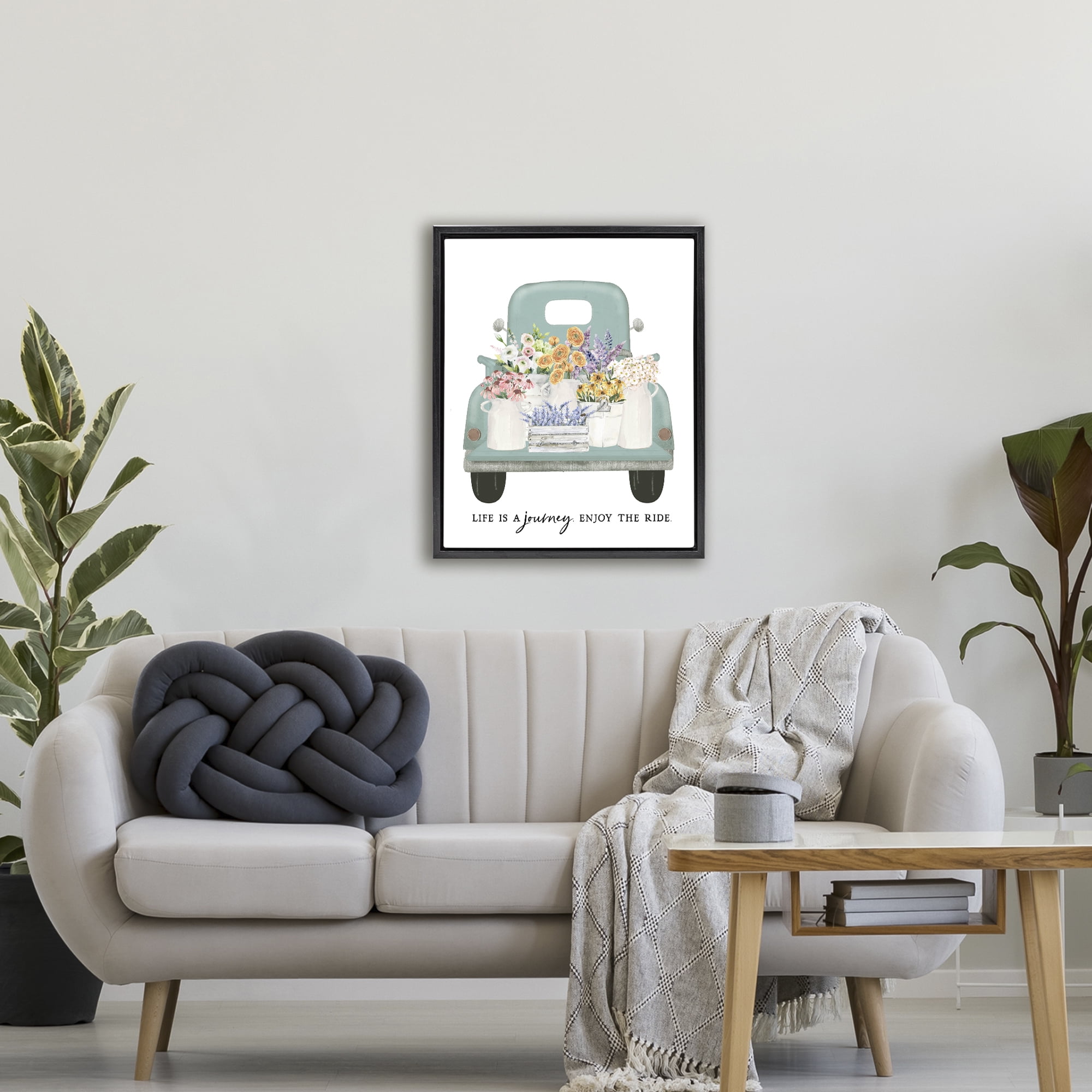 Enjoy The Ride Truck Black Framed Floater Canvas Wall Art, design by Lettered and Lined