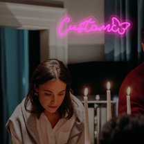 UPONRAY Single Line Custom Neon Signs with Butterfly, Usb Powered with Adjustable Brightness Wall Decor for Gifts, Rose Red, 18 inch