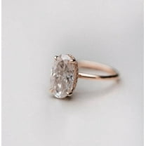 solitaire jewels 3.75CT Oval Moissanite Hidden Halo Engagement Ring For Women, 10K Rose Gold