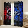 thumbnail image 2 of Erosebridal Black Dirt Bike Curtains and Drapes (38Wx54L),Geometric Plaid 30%-50% Blackout Curtains for Bedroom,Extreme Sports Curtains Pack of 2 (38Wx54L),Buffalo Room Decor, 2 of 6