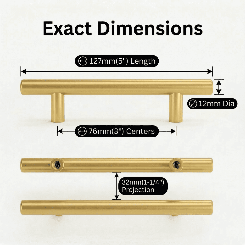 Fitviso 10 Pack 3" Inch(76mm) Hole Center Drawer Pulls，Brushed Brass Cabinet Pulls Stainless Steel Drawer Handles for Dresser Drawers