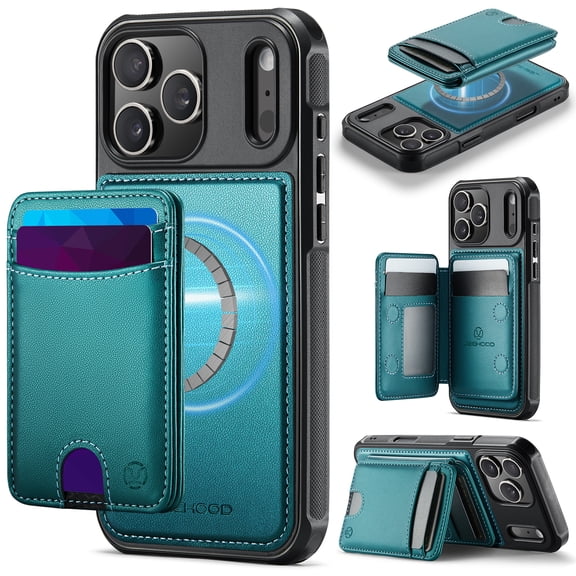 For iPhone 12 Pro / 12 6.1" Phone Case,Compatible WIth Mag-Safe,2-in-1 Magnetic Removable Card Holder,Kickstand,Anti-Scratch PU Leather Back Shockproof Anti-fall Durable Non-slip Phone Case,Blue