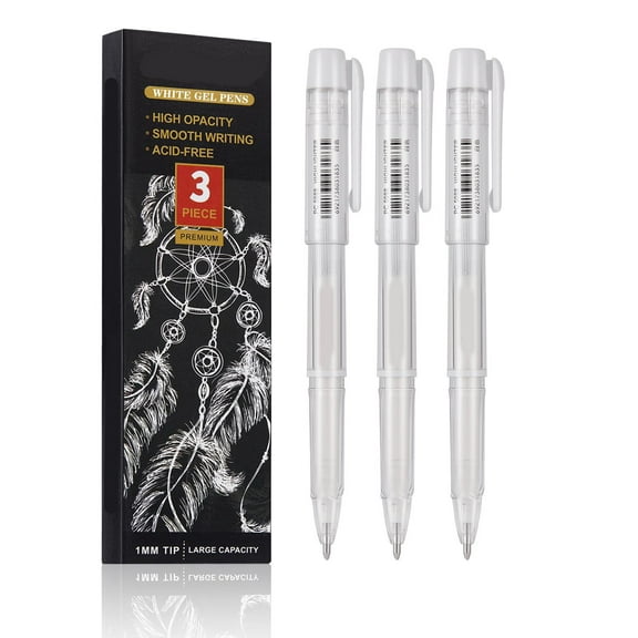 White Gel Pen Set, 1mm Gel Ink Pens Opaque White Archival Ink Pens for Black Paper Drawing, Sketching, Illustration, Card Making, Bullet Journaling