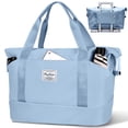 thumbnail image 3 of Gynky Travel Duffel Bag for Women Men Waterproof Carry On Expandable Duffle Tote Shoulder Weekender Overnight Bags w/ 3 Front Pocket/Wet Dry Pocket/Trolley Sleeve, Sport Dance Gym Luggage, Sky Blue, 3 of 10