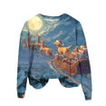thumbnail image 6 of Women's Fashion Christmas Printed Long Sleeve Loose Round Neck Sweatshirt Top, Holiday Themed Fall Winter Wear with Comfort Fit and Soft Material for Daily Use,Blue,L, 6 of 6