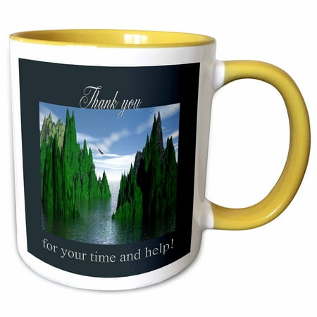 3dRose Thank you for your time and help, Bald Eagle Flying - Two Tone Yellow Mug,