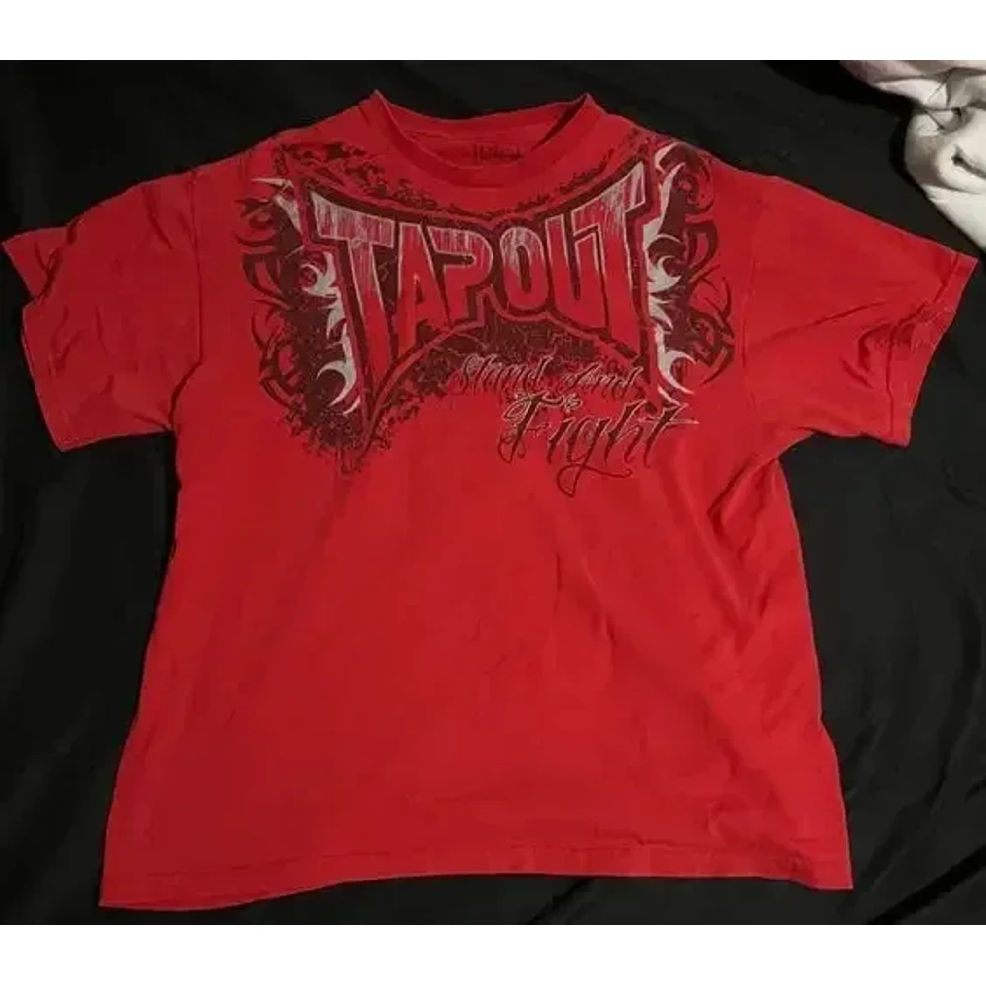 Y2K T shirt Men New Hip Hop Red TAPOUT Printing Round Neck