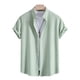 thumbnail image 1 of Camisetas Elvqul de Hombre Verde de Menta Mayor de Color Sólido Manga Corta Solapa Botones, 1 of 9