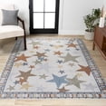 thumbnail image 3 of JONATHAN Y KIDS WASHABLE Star Gazer Geometric Area Rug, 8 x 10, Ivory/Blue/Orange, 3 of 6