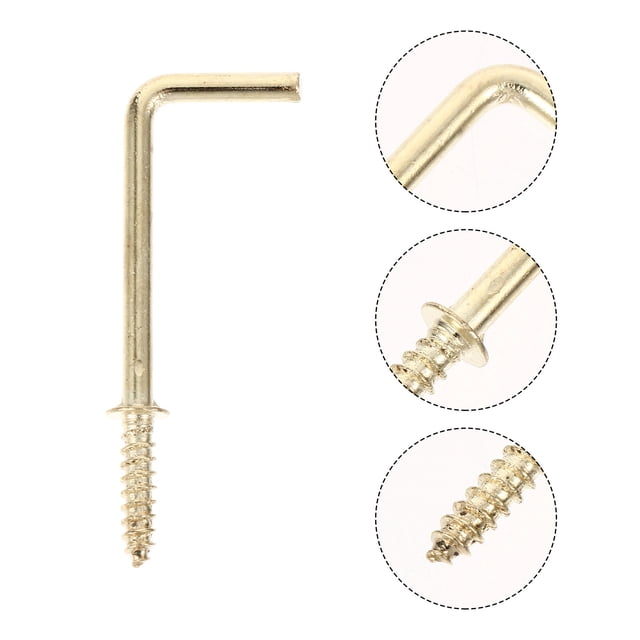 Milisten 100Pcs Straight Angle Screw Hooks Metal Anti-Rust Hanging Home Decoration