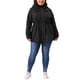 thumbnail image 2 of Chaqueta de lluvia para mujer de tallas grandes Agnes Orinda, impermeable, forrada de forro polar, con capucha, abrigo largo con bolsillos, 2X negro, 2 of 5